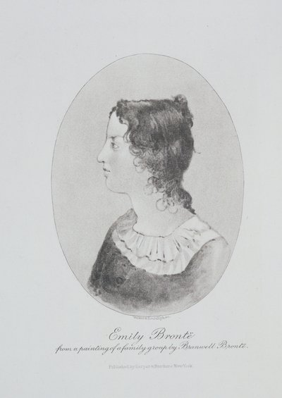 Portrait of Emily Bronte (1818-48) engraved by Walker and Boutall by Patrick Branwell Bronte